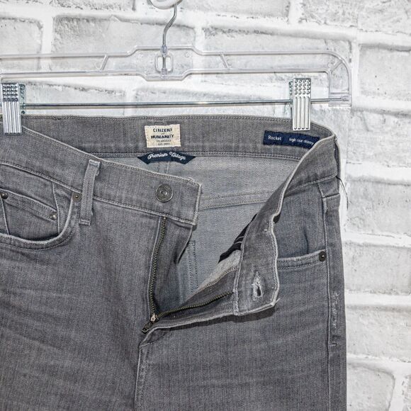 CITIZENS of HUMANITY Premium Vintage sz 26 Rocket High Rise Skinny Jeans Gray - Picture 10 of 14